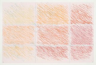 Noland, Kenneth Marron. 1990. Farbaquatintaradierung auf chamoisfarbenem Guarro. 36,2 x 56 cm (40,2 x 59 cm). Monogrammiert und nummeriert sowie mit K