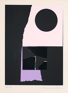 Nevelson, Louise o.T. (Aus dem Portfolio "From the New York Collection for Stockholm"). 1973. Farbserigraphie partiell mit Lack auf Papier. 26 x 19 cm