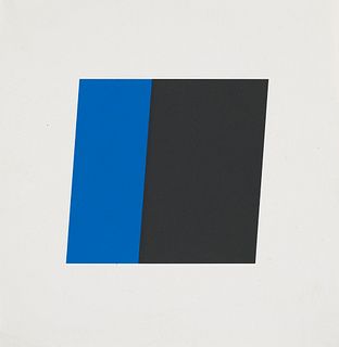 Kelly, Ellsworth Blue/ Black. 1970. Farblithographie auf chamoisfarbenem Papier. 8,8 x 8,8 cm (16,9 x 16,2 cm). Verso mit Gefälligkeitssignatur und ha