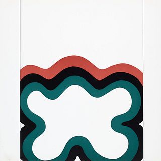   Formen der Farbe. Ausstellungskatalog und Portfolio der deutschen Ausgabe. 1967. Mit 7 Farbserigraphien (davon 1 als Umschlag), je auf leichtem Kart