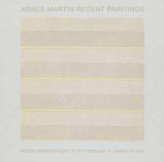 Martin, Agnes o.T. 1995. Farboffsetlithographie auf Vellum. 27 x 22,5 cm (30,5 x 30,5 cm). Mit typographischer Bezeichnung mit Werksangaben. - Kanten 