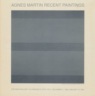 Martin, Agnes o.T. 1990. Farboffsetlithographie auf Vellum. 27 x 23 cm (30 x 30 cm). Typographisch bezeichnet mit Werksangaben. - Sauberer, guter Zust