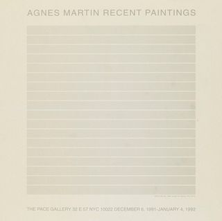 Martin, Agnes o.T. 1991. Farboffsetlithographie auf Vellum. 27 x 22,5 cm (30 x 30 cm). Mit typographischer Bezeichnung mit Werksangaben. - Sehr verein