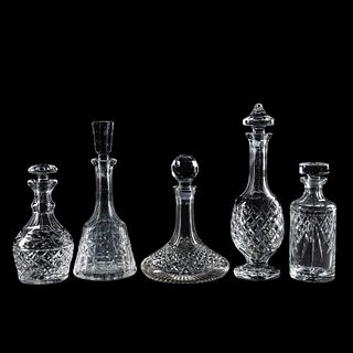 GROUP OF WATERFORD CRYSTAL DECANTERS, 5PCS