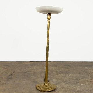 E. 20TH C. ART DECO GILT BRONZE TORCHIERE LAMP