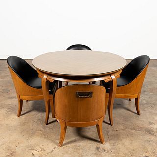 ITALIAN ART DECO STYLE TABLE & 4 LEATHER CHAIRS