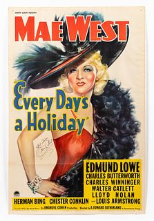 MAE WEST SIGNED EVERY DAY'S A HOLIDAY MOVIE POSTER