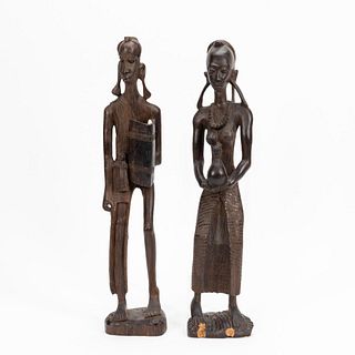 PR. AFRICAN CARVED WOOD STANDING FIGURES, COUPLE