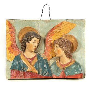 VIETRI TERRACOTTA GILDED & PAINTED HANGING PLAQUE