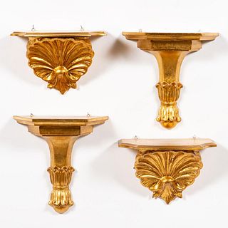 TWO PAIRS OF ITALIAN GILTWOOD WALL BRACKETS