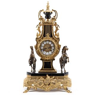 ITALIAN NEOCLASSICAL-STYLE BRASS AND MARBLE CLOCK