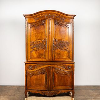 19TH C. LOUIS XV-STYLE CARVED BUFFET A DEUX CORPS