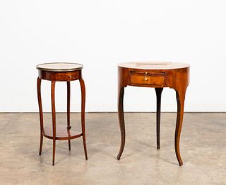 2 LOUIS XV STYLE SIDE TABLES, 1 ROUND & 1 OVAL