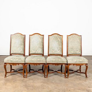 SET OF FOUR REGENCE-STYLE UPHOLSTERED SIDE CHAIRS