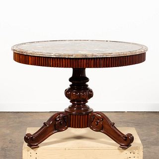 19TH C. LOUIS PHILIPPE MARBLE TOP CENTER TABLE