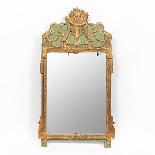 18TH C. NEOCLASSICAL PAINTED & PARCEL GILT MIRROR