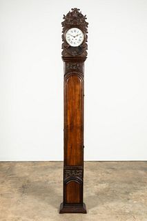 18TH C. FRENCH PROVINCIAL CARVED TALL CASE CLOCK