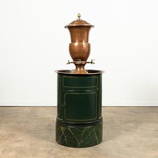 FRENCH COPPER WATER FOUNTAIN ON GREEN TOLE BASE