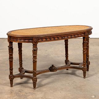 FRENCH LOUIS XVI STYLE CANED OVAL BENCH SEAT