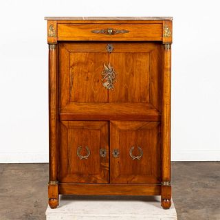 19TH C. FRENCH MARBLE TOP SECRETAIRE A ABATTANT