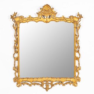 19TH C. GILTWOOD CHINESE CHIPPENDALE-STYLE MIRROR