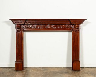 CARVED NEO-BAROQUE MAHOGANY FIREPLACE MANTEL