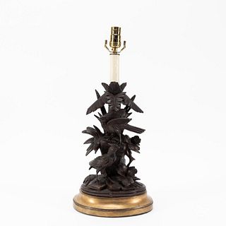 BLACK FOREST CARVED TABLE LAMP WITH SHADE