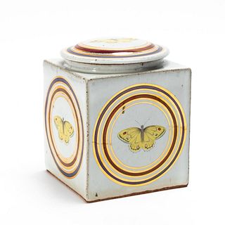 TYRONE LARSON, STONEWARE CUBE LUSTER BUTTERFLY BOX