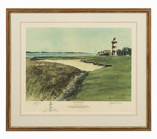 RAY ELLIS HILTON HEAD GOLF DRAWING AND LITHOGRAPH
