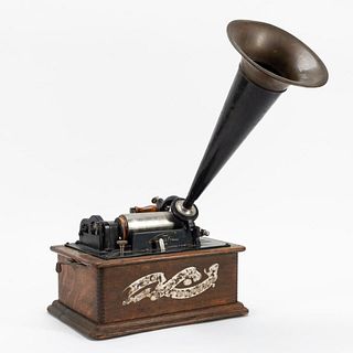 EDISON CYLINDER STANDARD PHONOGRAPH WITH HORN
