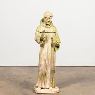 CAST STONE GARDEN FIGURE OF ST. FRANCIS OF ASSISI