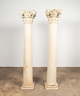 PAIR OF CORINTHIAN COLUMNS WITH FLUTED SHAFTS