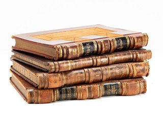 GROUP OF FOUR BOOKS, LEATHERBOUND LEDGERS