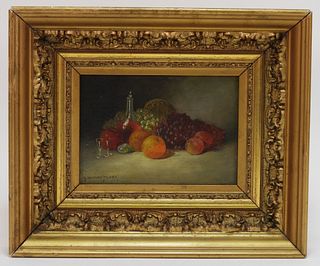 George Whitaker Fruit on Table Still Life Painting