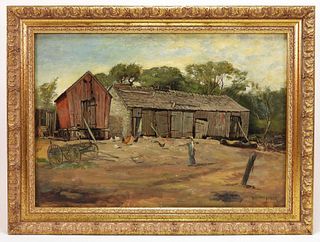 George Whitaker New England Farmyard Painting