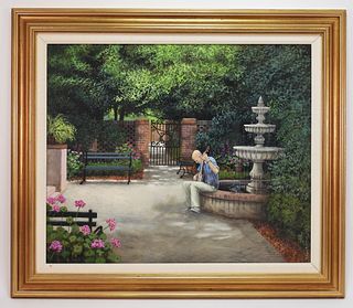 Richard A Johnson Fountain Park Landscape Painting