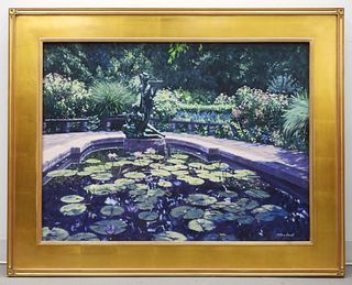 Kathleen Piunti Conservatory Lily Pond Painting