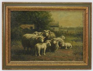 George Hays New England Happy Sheep Painting