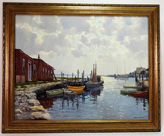 C. Gordon Harris Wickford RI Ocean Dock Painting