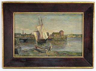 Alfred Eddy New England Boats in Harbor Painting