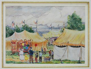 Reynolds Beal Circus Scene Illustration Drawing