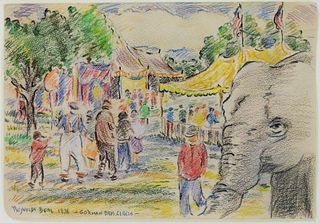Reynolds Beal Gorman Bros. Circus Elephant Drawing