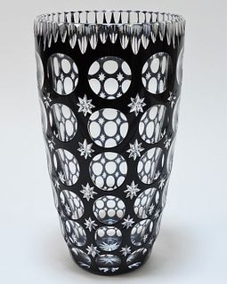 Attr. Val St. Lambert Kaleido Cut Crystal Vase
