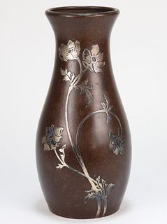 Heintz for Macy's Silver Overlay Art Metal Vase