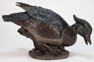 William H. Turner Wood Duck Bronze Sculpture
