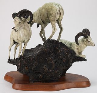 J. Shirly Bothum Mountain Goat Bronze Sculpture