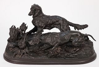 Pierre Jules Mene Hunting Dogs Bronze Sculpture