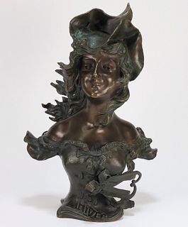 Franz Iffland Art Nouveau Bronze Bust of a Woman