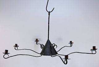 6 Arm Wrought Iron Candle Chandelier