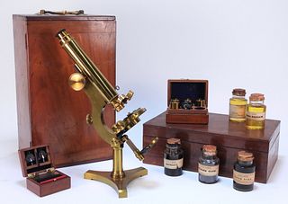 R & J Beck Microscope w/ Other Scientific Items